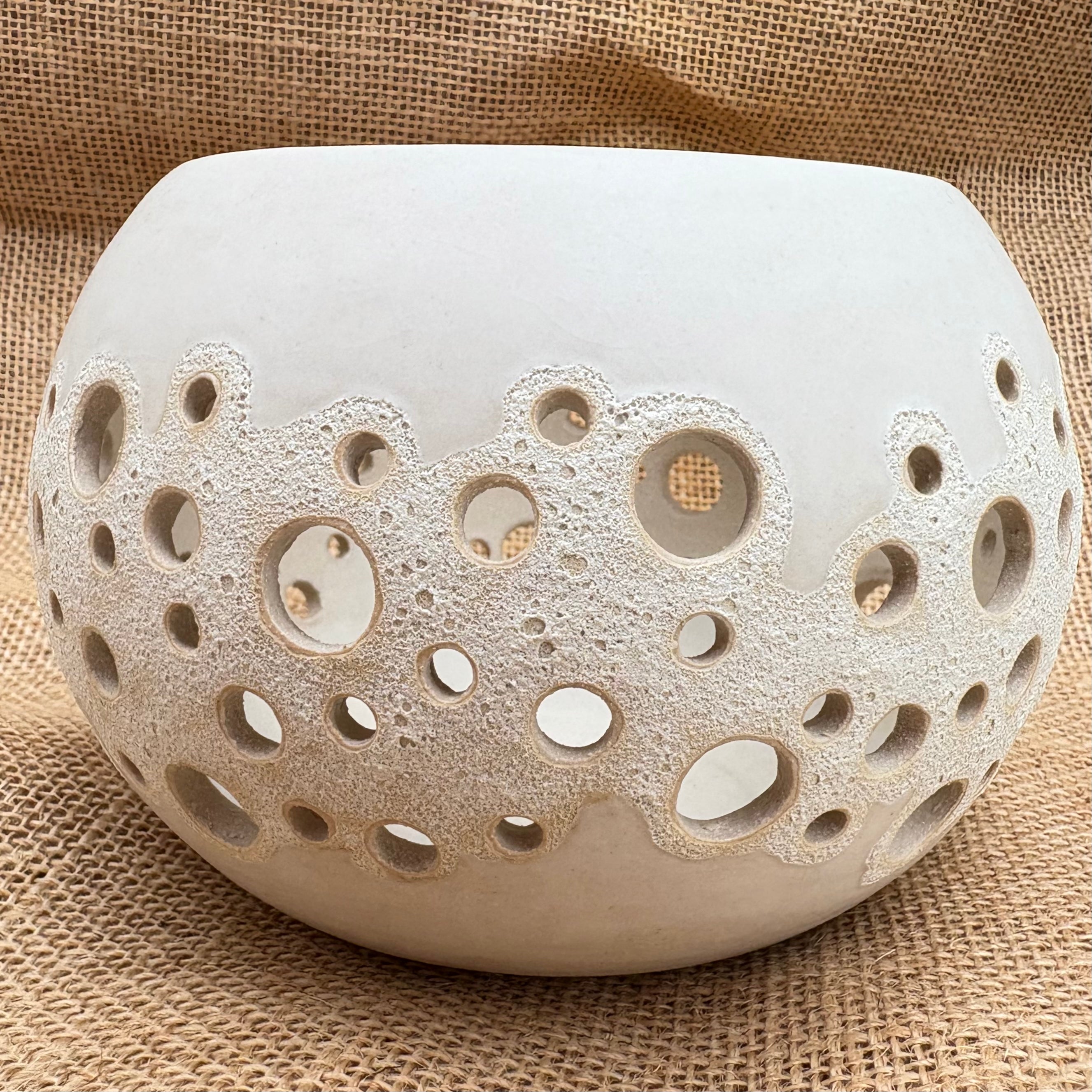 Stoneware Matt and Magma Glazed Tealight holder