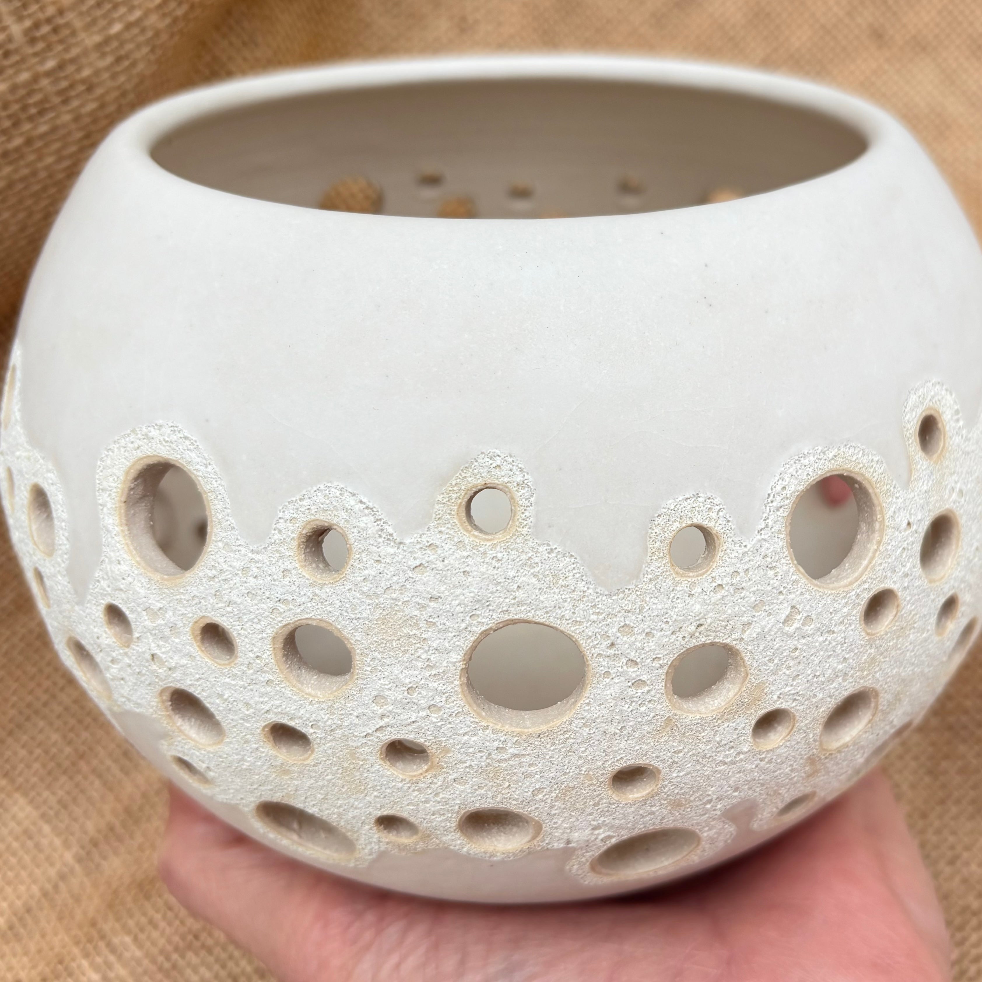 Stoneware Matt and Magma Glazed Tealight holder