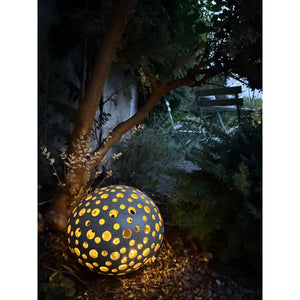 Decorative Ceramic Garden Light, Solar-powered and casting a golden glow